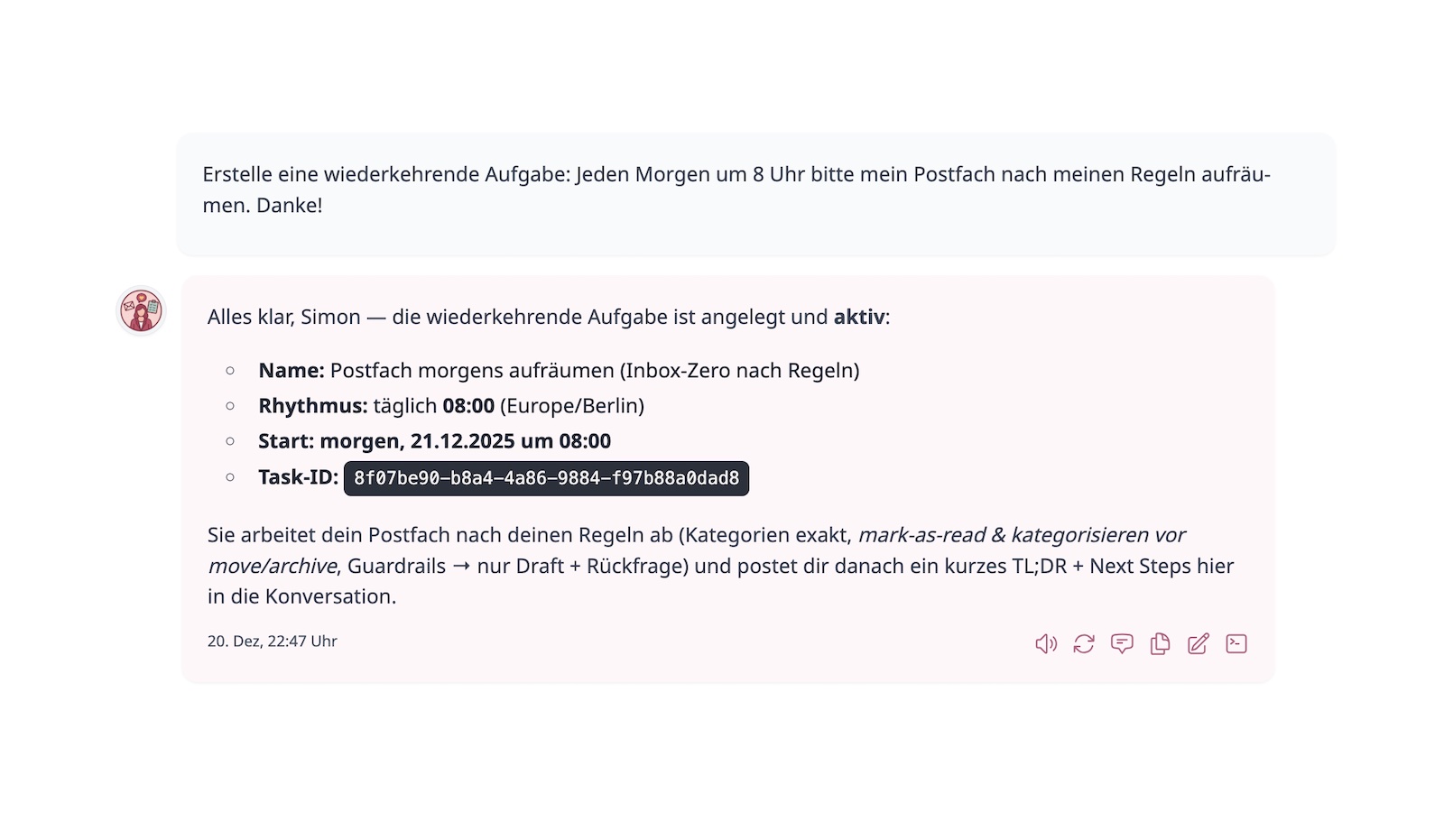 Deep Research im Chat bei hermine.ai