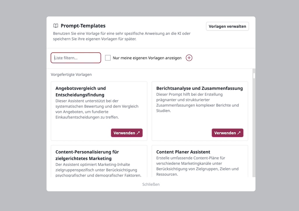 Prompt-Templates bei hermine.ai