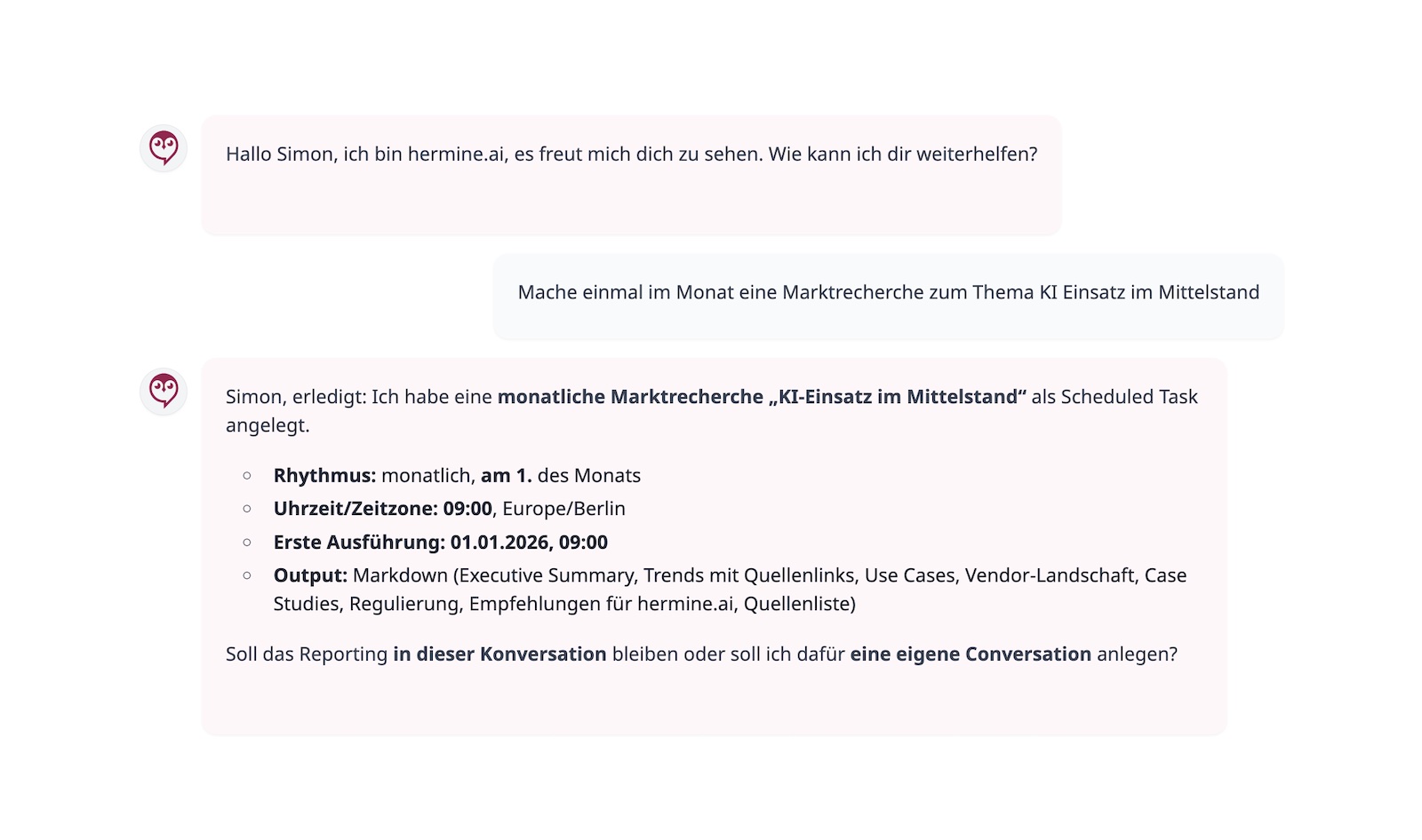 Wiederkehrende Aufgaben bei hermine.ai
