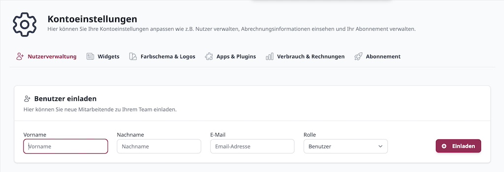Neue Nutzer einladen